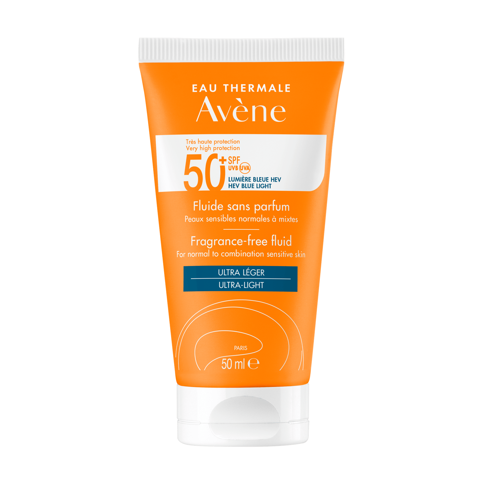 Avene Fluid Sunscreen SPF 50 Sensitive Skin Fragrance Free 50 ml - Image 1