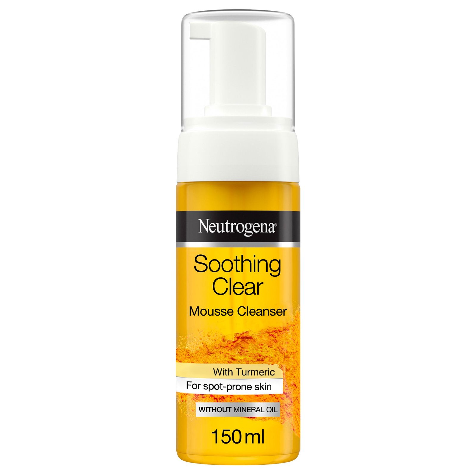 Neutrogena Soothing Clear Facial Mousse Cleanser, with Turmeric, for Spot-Prone Skin, Mineral Oil Free, Cleanses & Removes Makeup, 150ml - Image 1