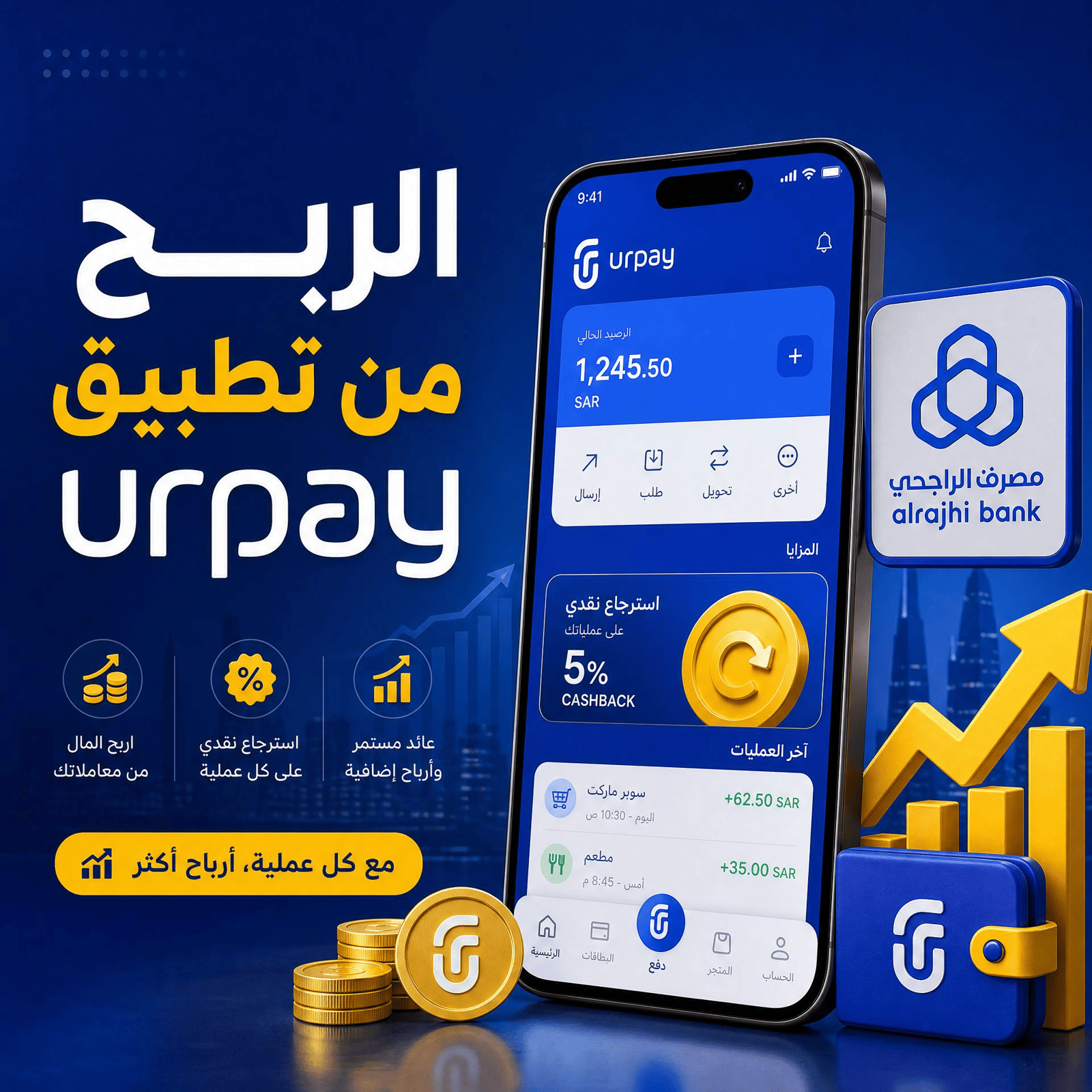 طريقة الربح من تطبيق يورباى من مصرف الراجحى - صورة 1