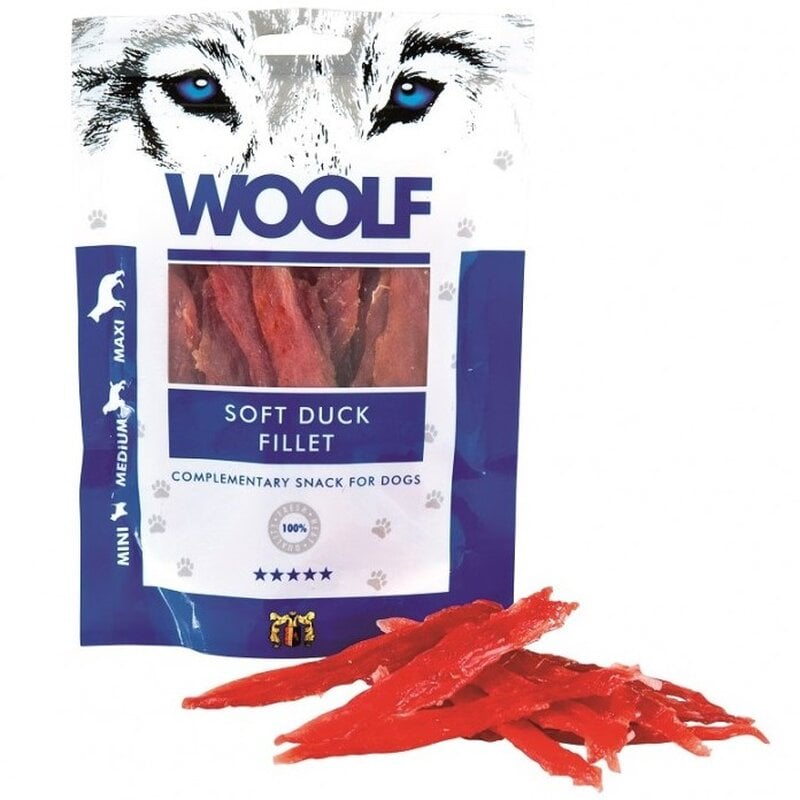 وولف مكافآت فيلية البط الطرية للكلاب 100جم Woolf Soft Duck Fillet Treats for dogs 100gm W29 - Image 1