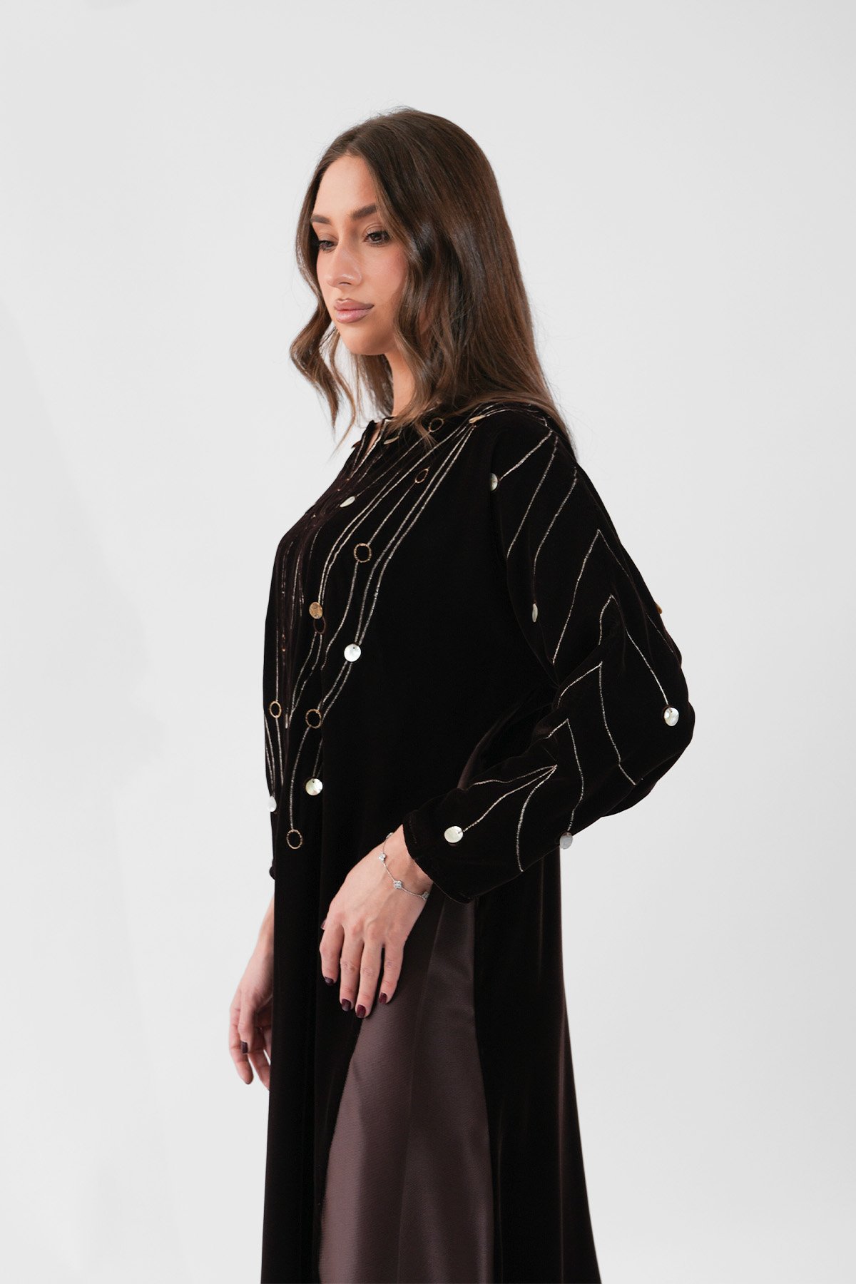 Brown Velvet Silk Embroidered - Image 4