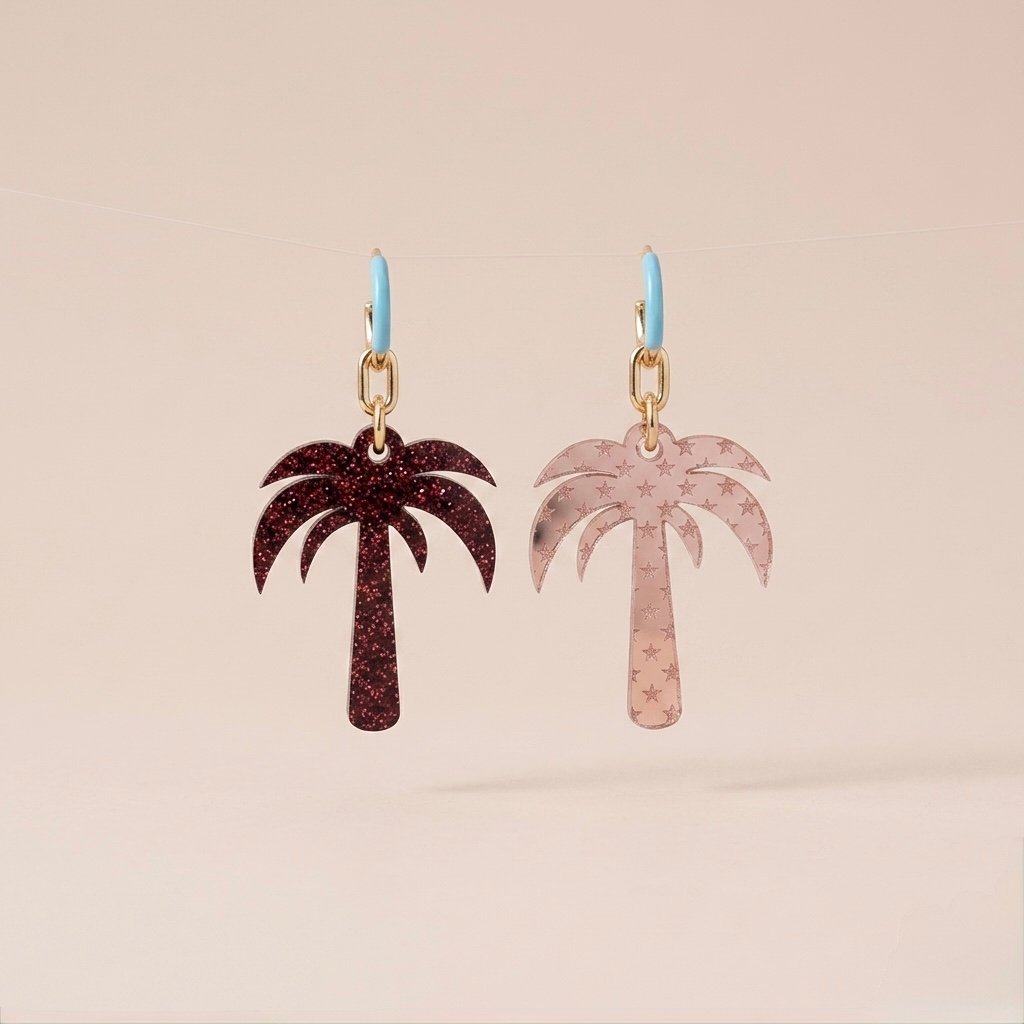 PALM LARGE TWO TONE REVERSIBLE EARRINGS 06.1 - Image 1