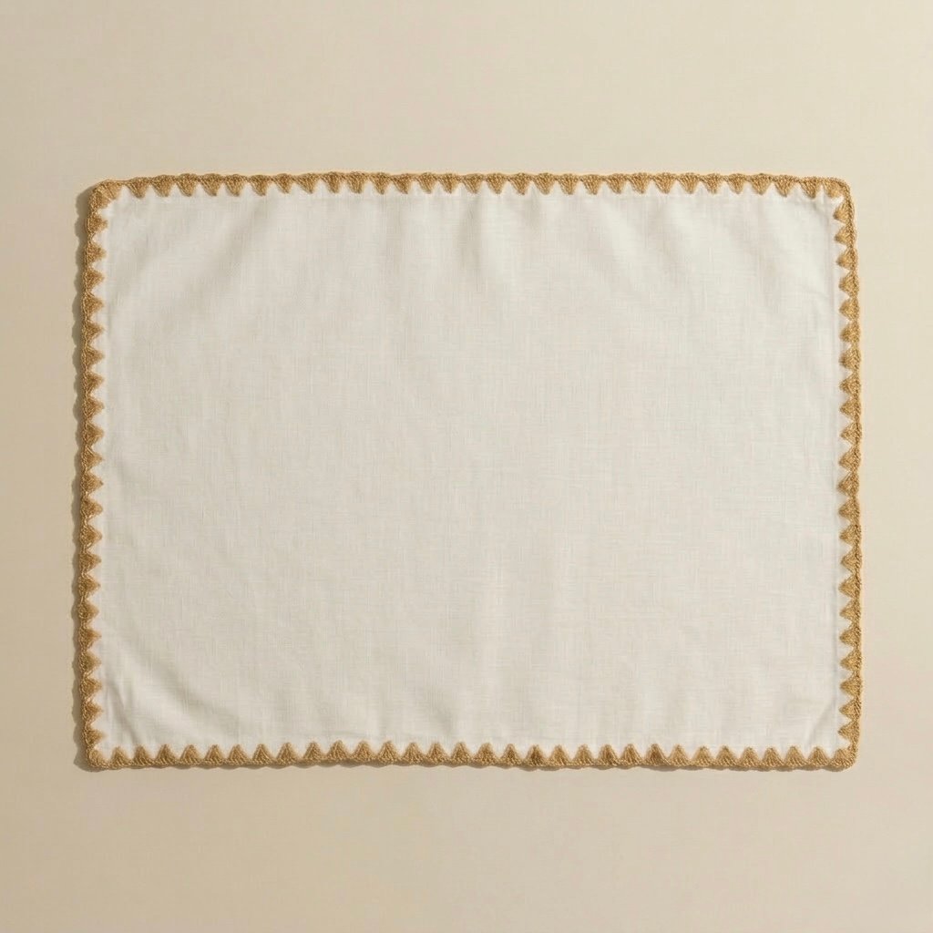 NATURAL BEIGE SCALLOPED TRIM PLACEMATS (SET OF 4) - Image 2