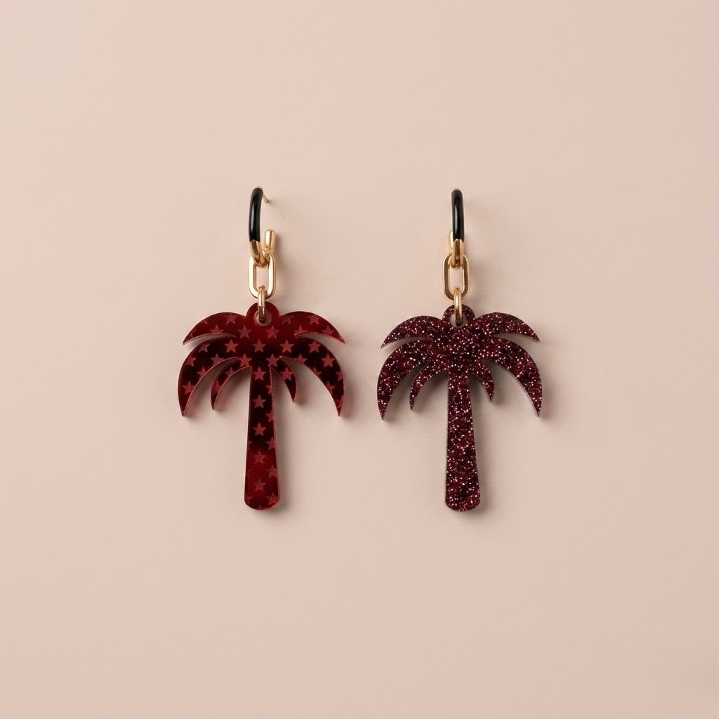 PALM LARGE TWO TONE REVERSIBLE EARRINGS 06.4 - Image 3