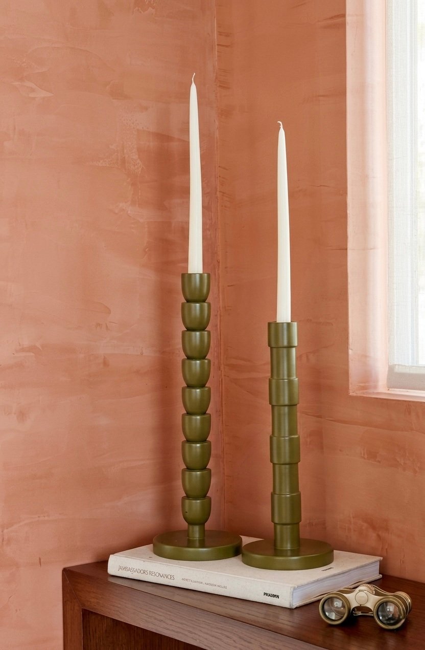 HANDCRAFTED WOODEN CANDLE HOLDER – OLIVE (LARGE) - Image 3