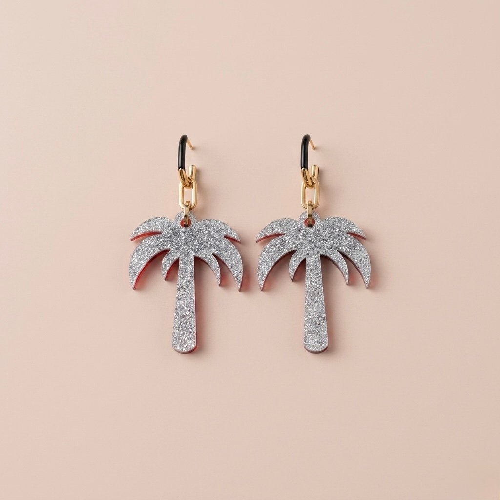 PALM LARGE TWO TONE REVERSIBLE EARRINGS 06.4 - Image 2