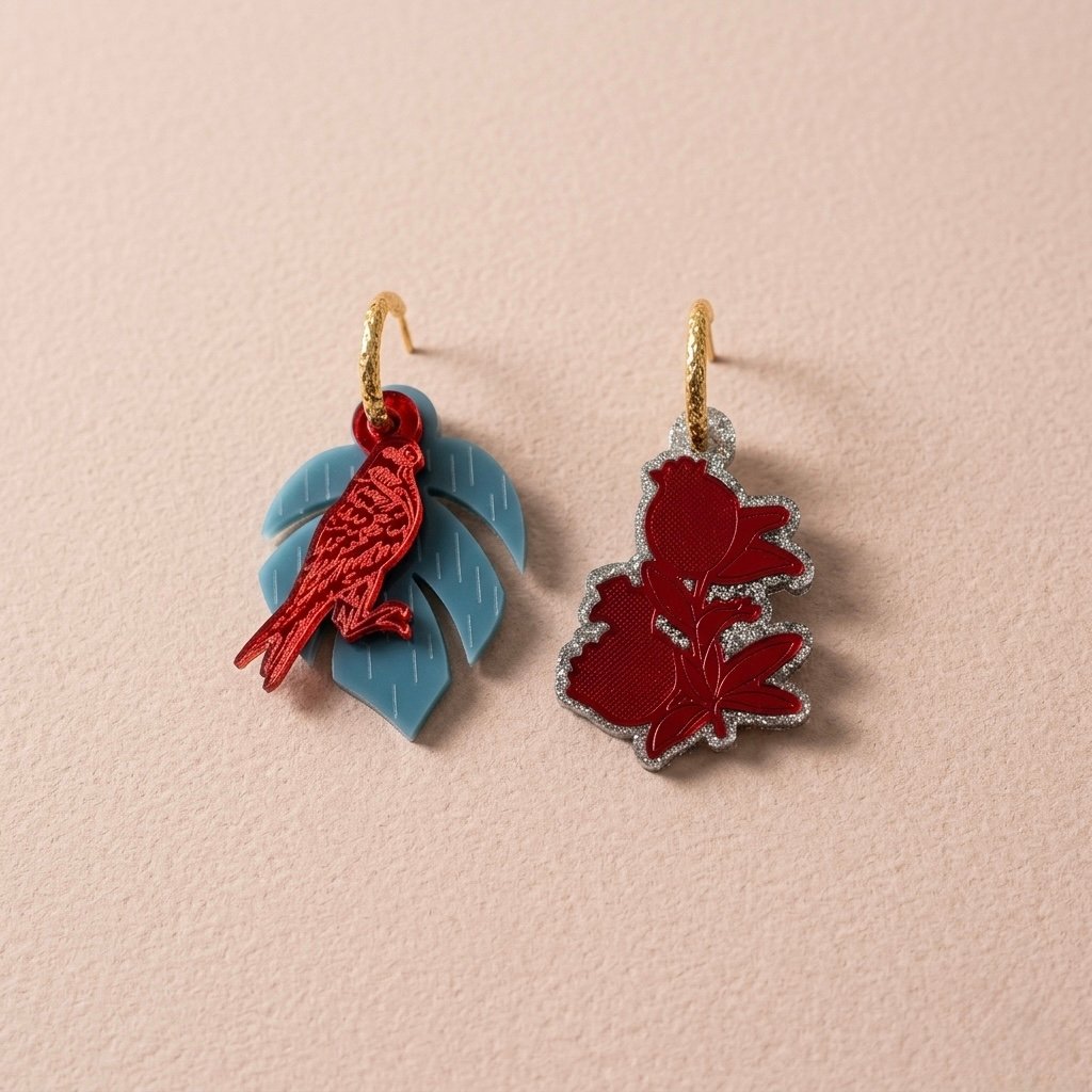 POMEGRANATE & FALCON SMALL EARRINGS 04 - Image 5