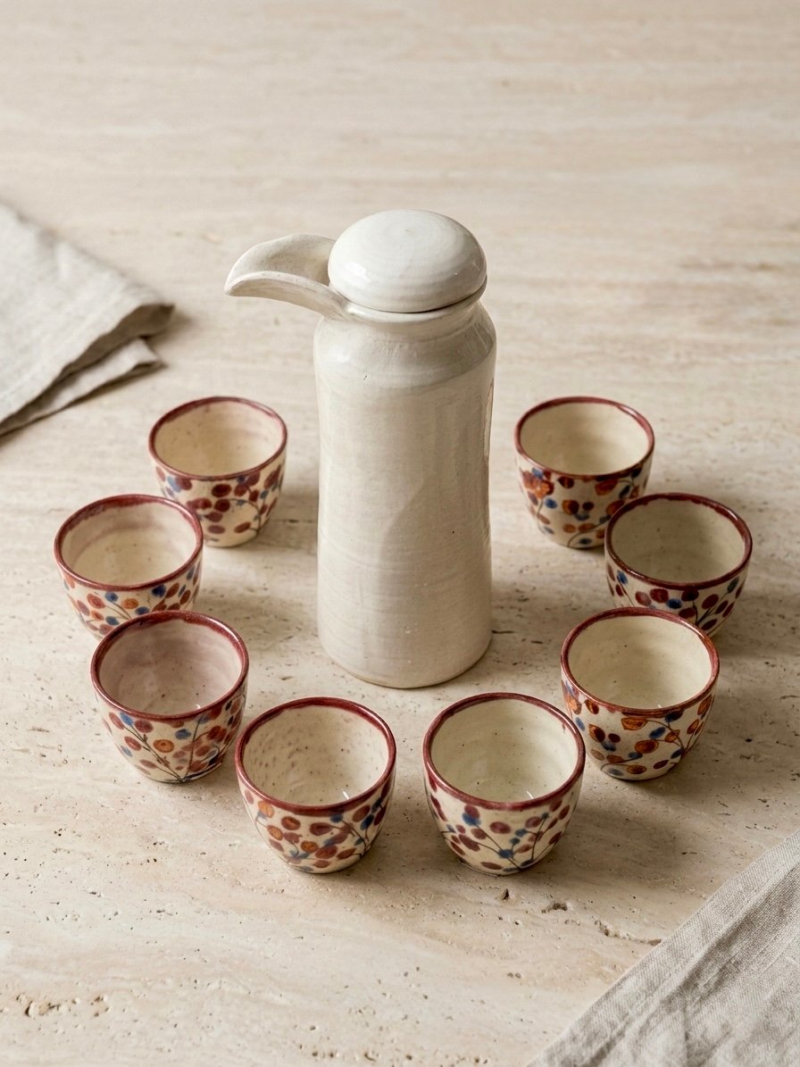 HANDMADE BEIGE GLAZED DALLAH (Arabian Coffee Pot) - Image 1