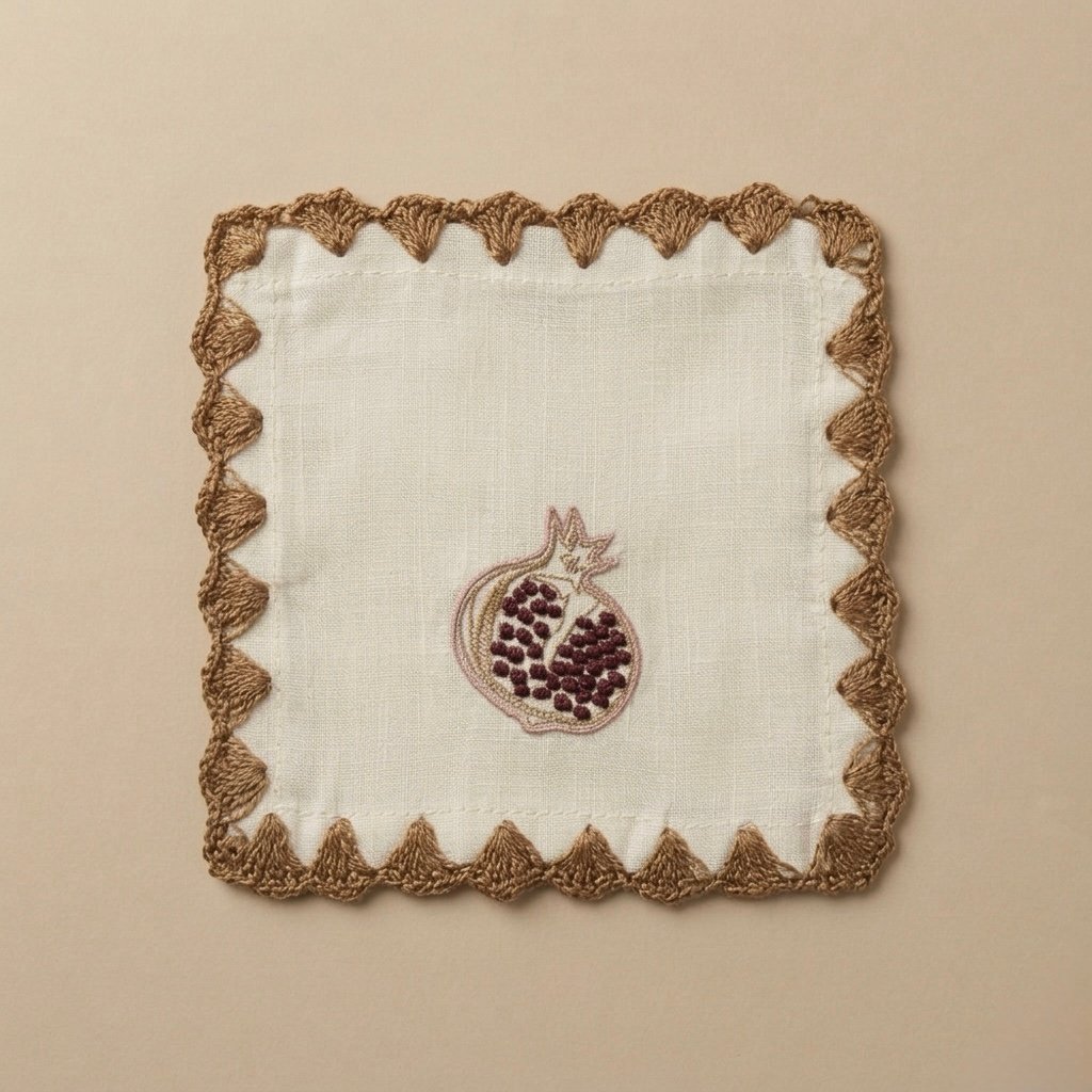NATURAL COASTER WITH BEIGE SCALLOPED TRIM (SET OF 4) - Image 1