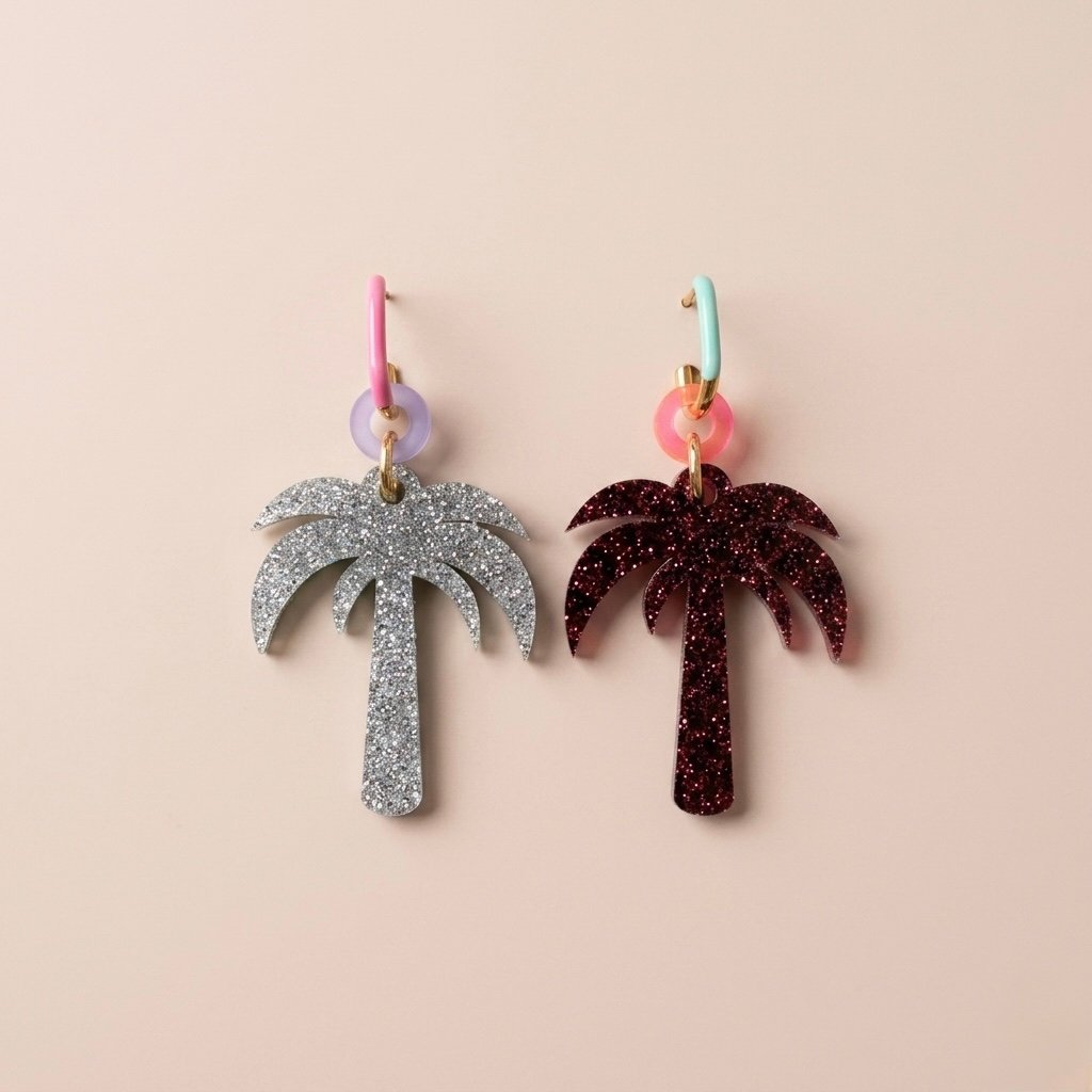 PALM LARGE TWO TONE REVERSIBLE EARRINGS 06.3 - Image 2