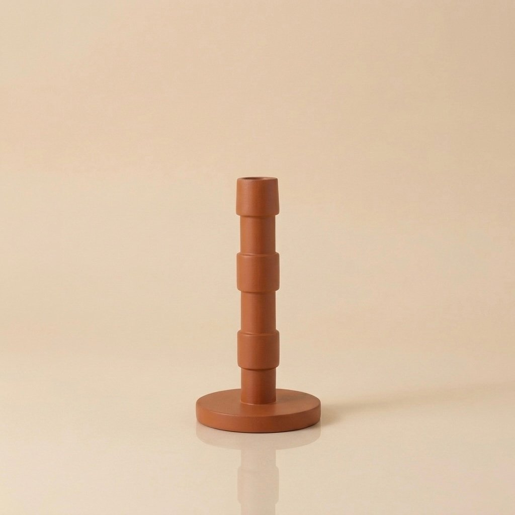 HANDCRAFTED WOODEN CANDLE HOLDER – RUSTY (SMALL) - Image 1