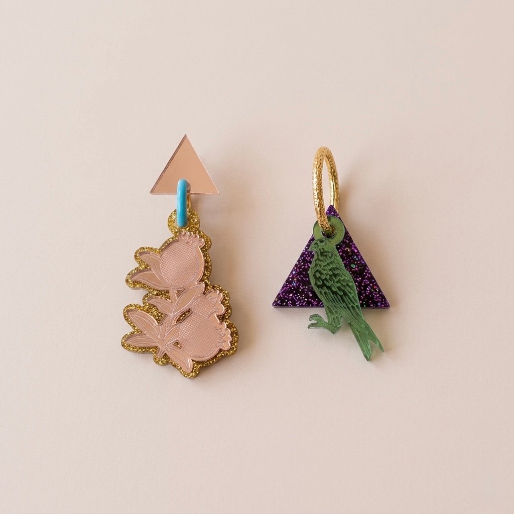 POMEGRANATE SMALL & FALCON EARRINGS 03 - Image 6