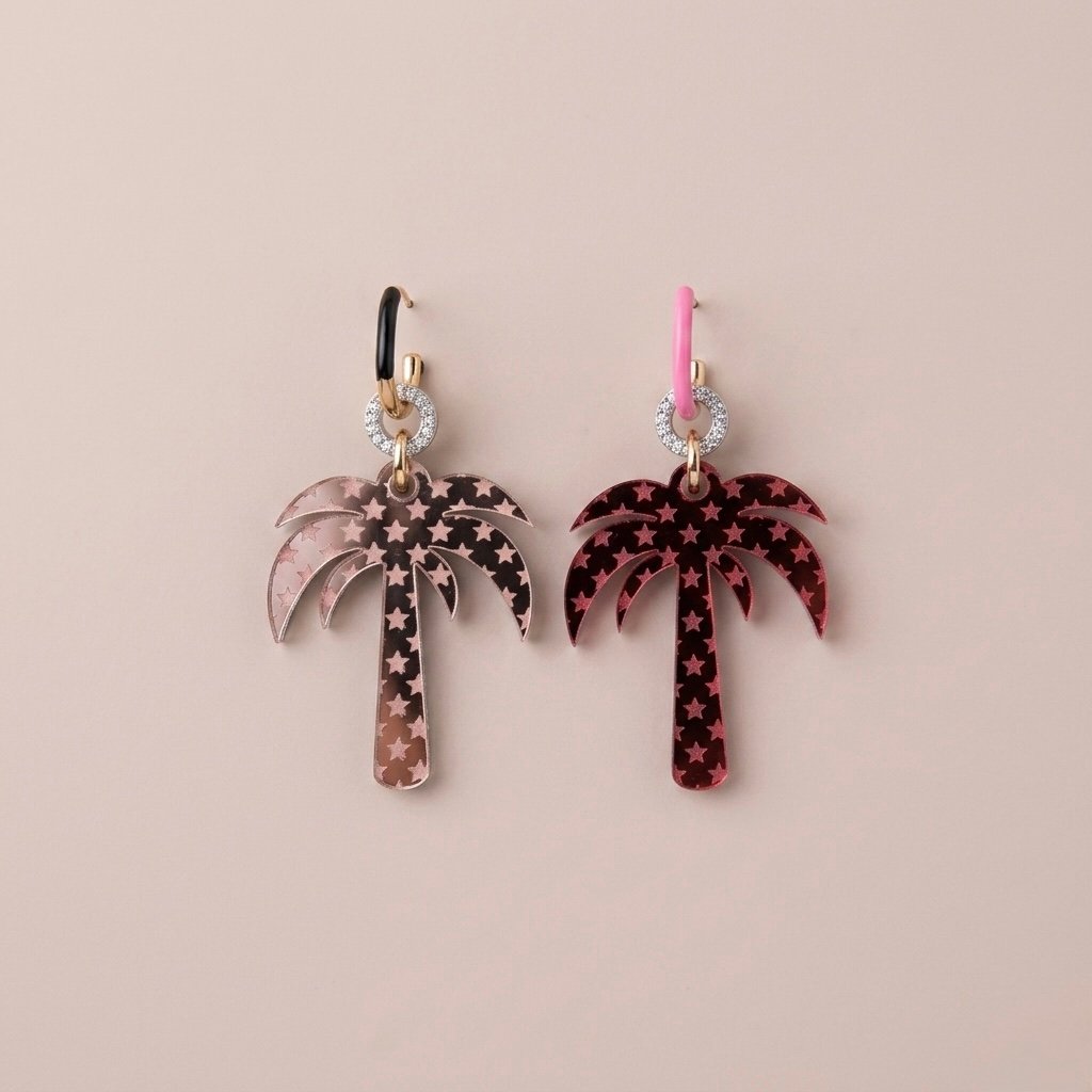 PALM LARGE TWO TONE REVERSIBLE EARRINGS 06.5 - Image 1