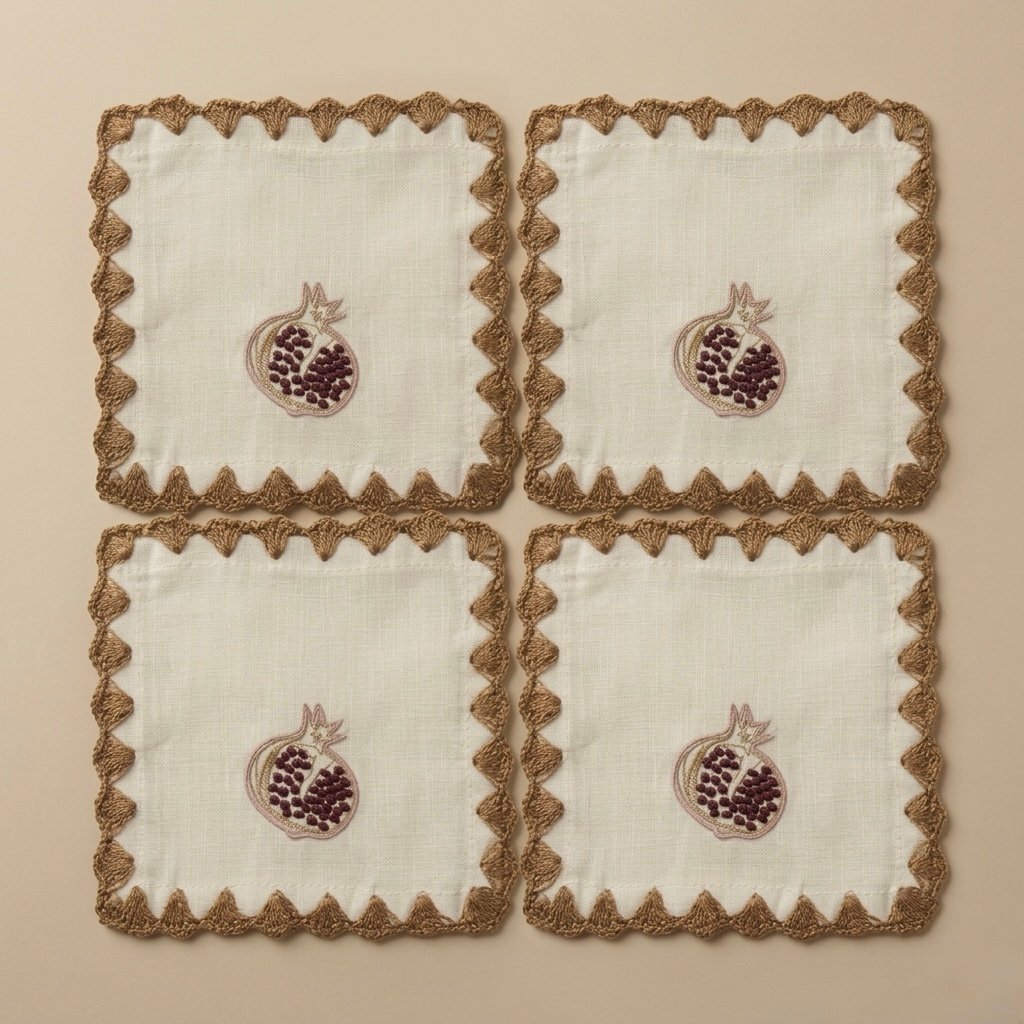 NATURAL COASTER WITH BEIGE SCALLOPED TRIM (SET OF 4) - Image 2