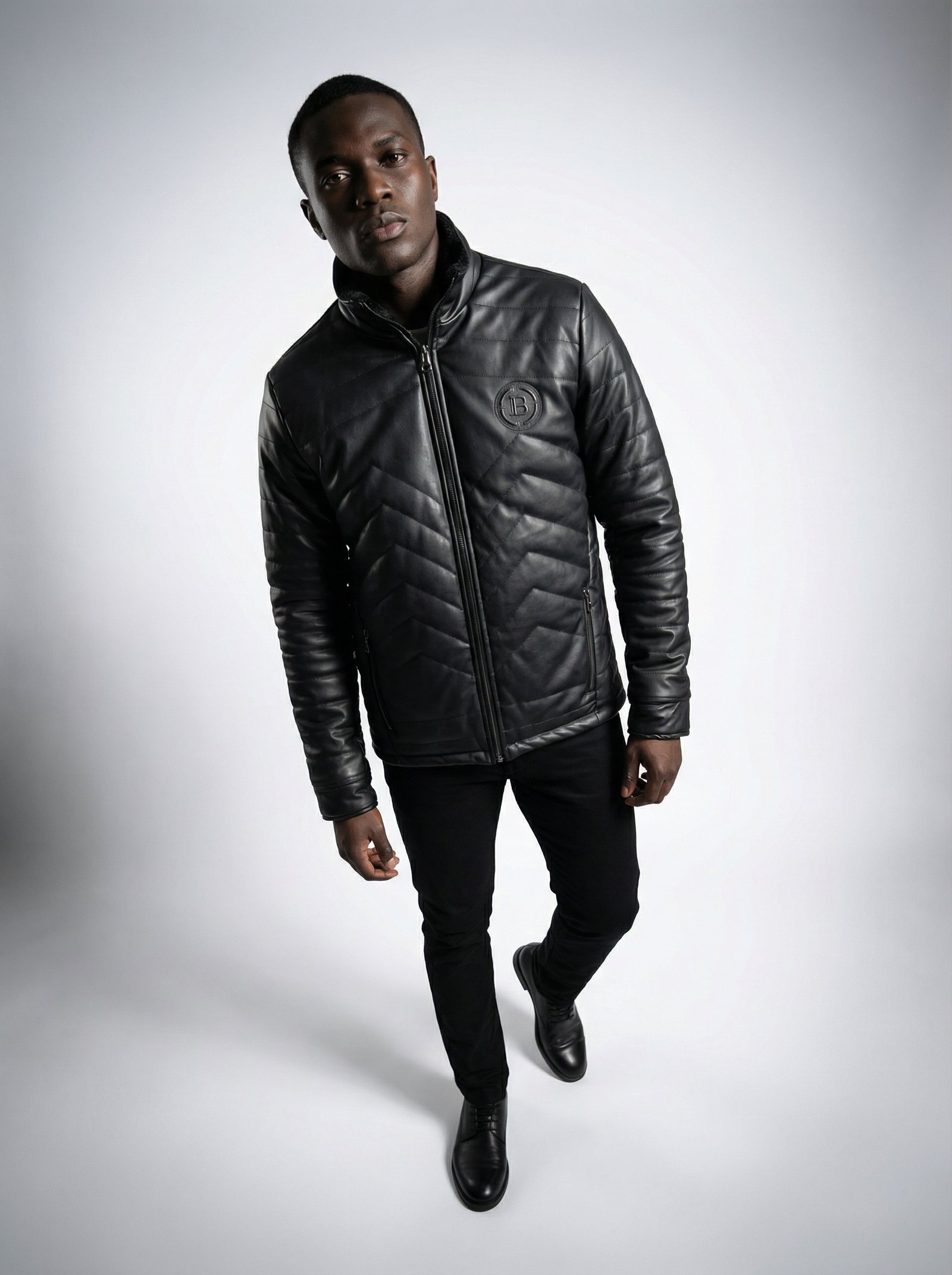 Jacket Leather Balmain Circle badge - Image 3