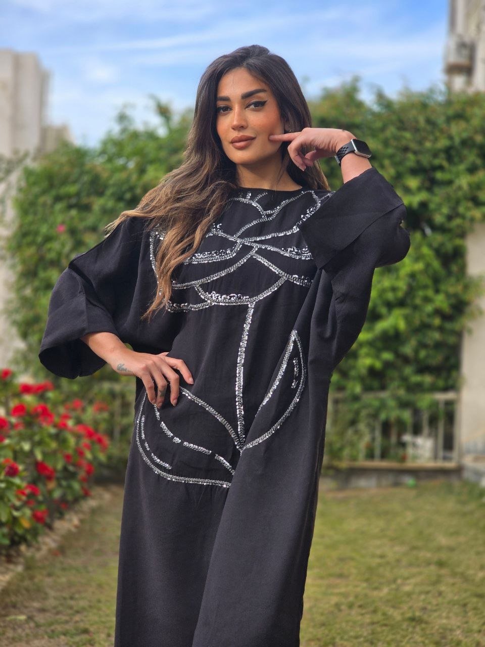 Black floral embroidered dress - Image 5