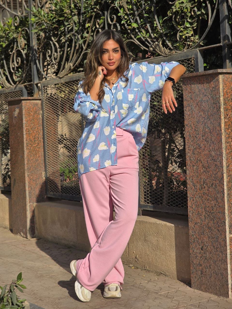 Baby Blue Floral Shirt  - صورة 4