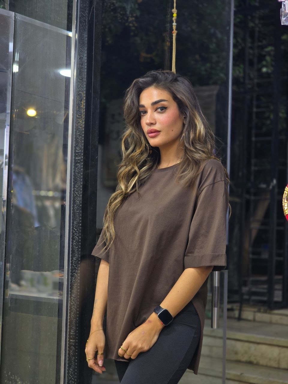 Brown basic tshirt with side slits  - Image 2