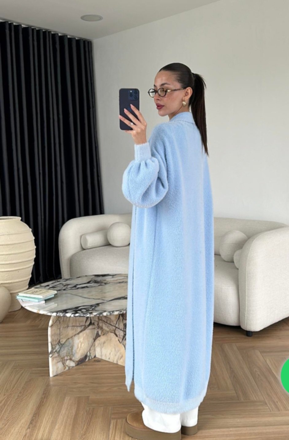 Long Open Baby Blue Mohair Cardigan  - Image 4