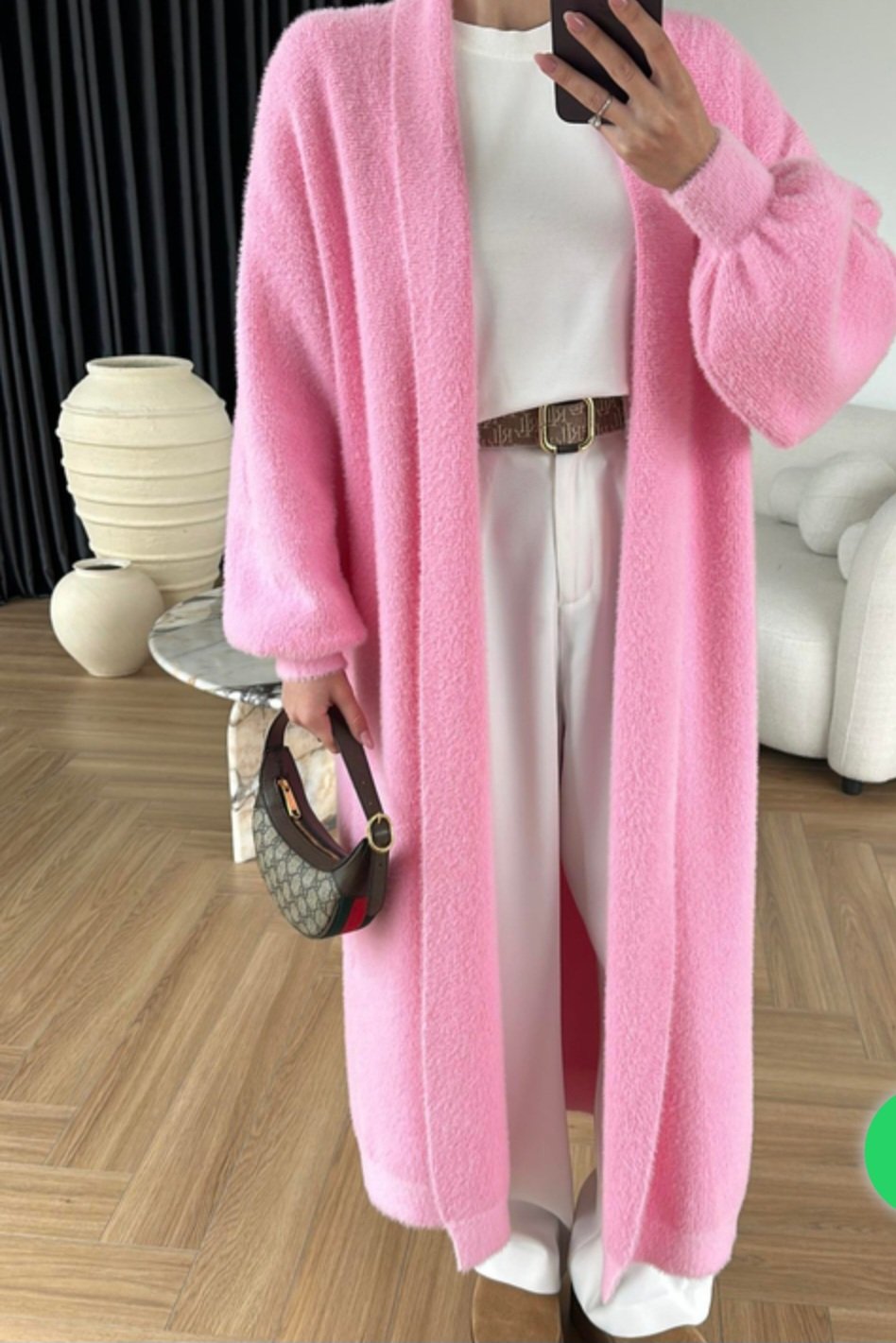 Long Open Pink Mohair Cardigan  - Image 4