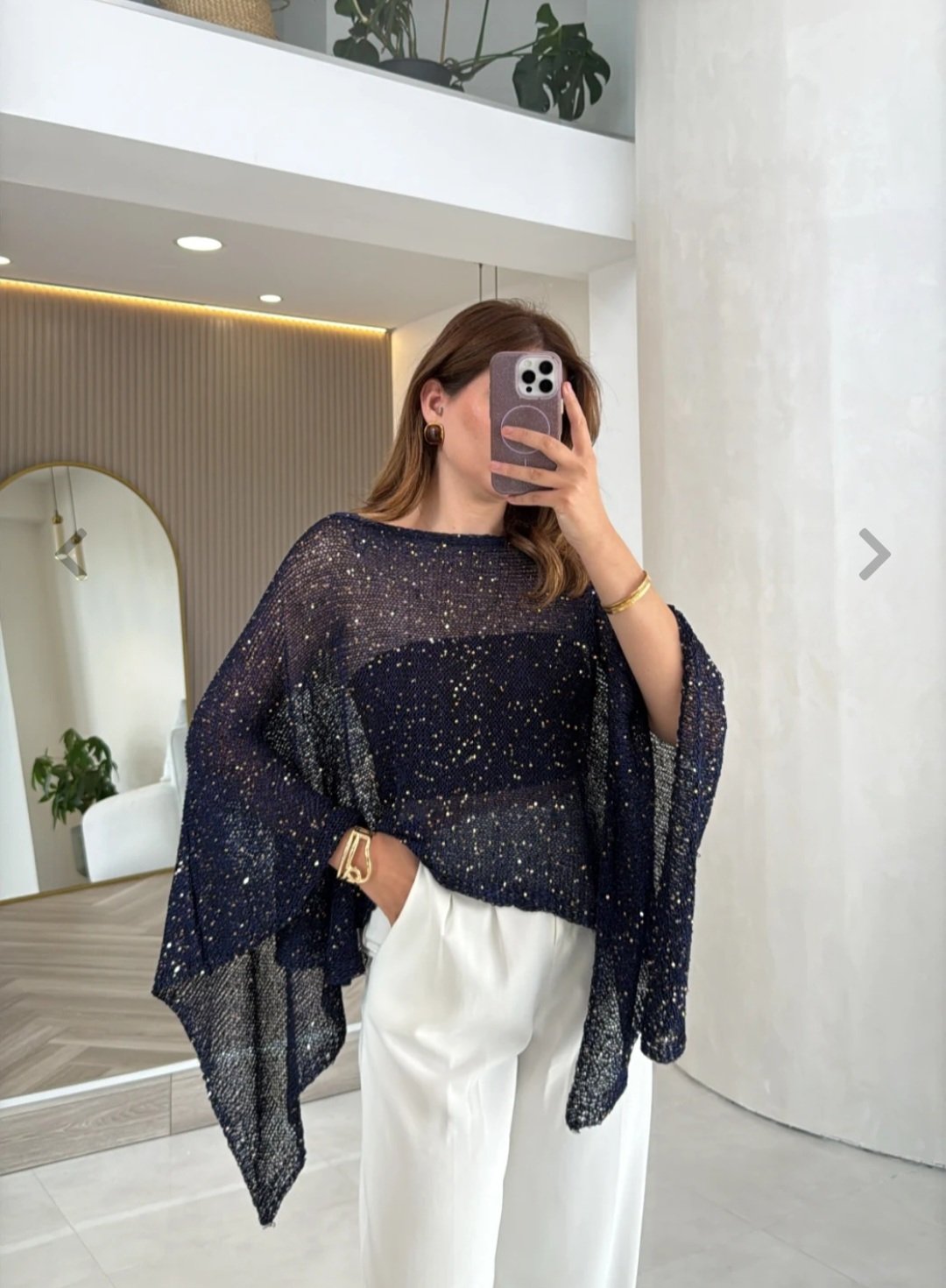 Pretty night navy blue glittery poncho - Image 4