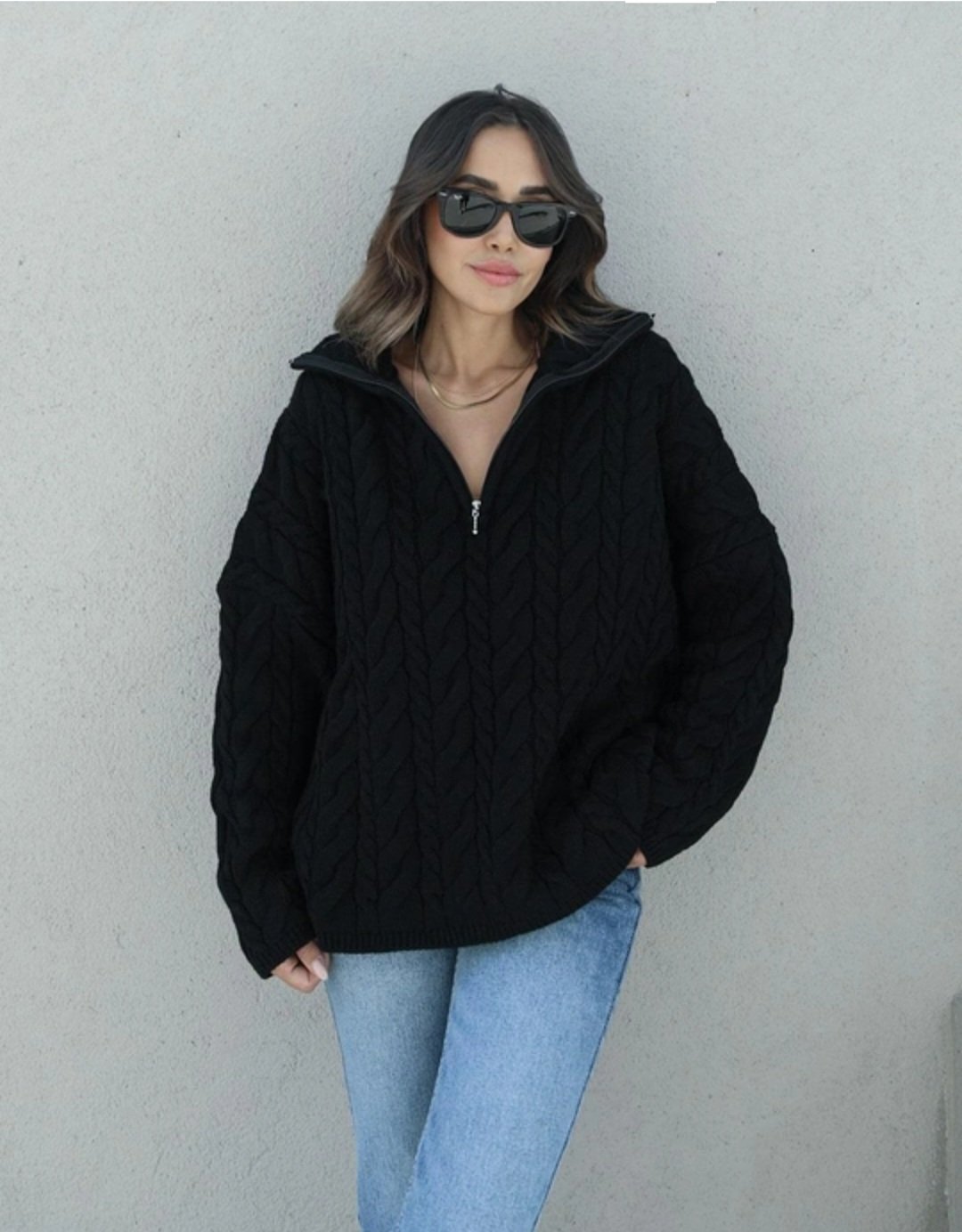 Black Braided Pullover  - صورة 1