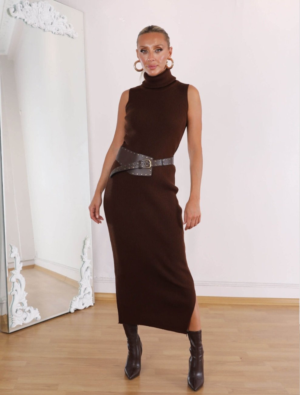 Brown Triko Set (Dress and Cardigan) - Image 4