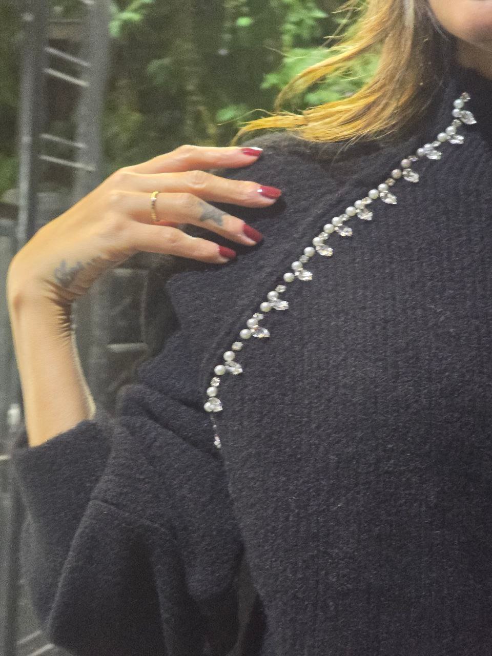 Black wool Pullover with diamonds - Image 2