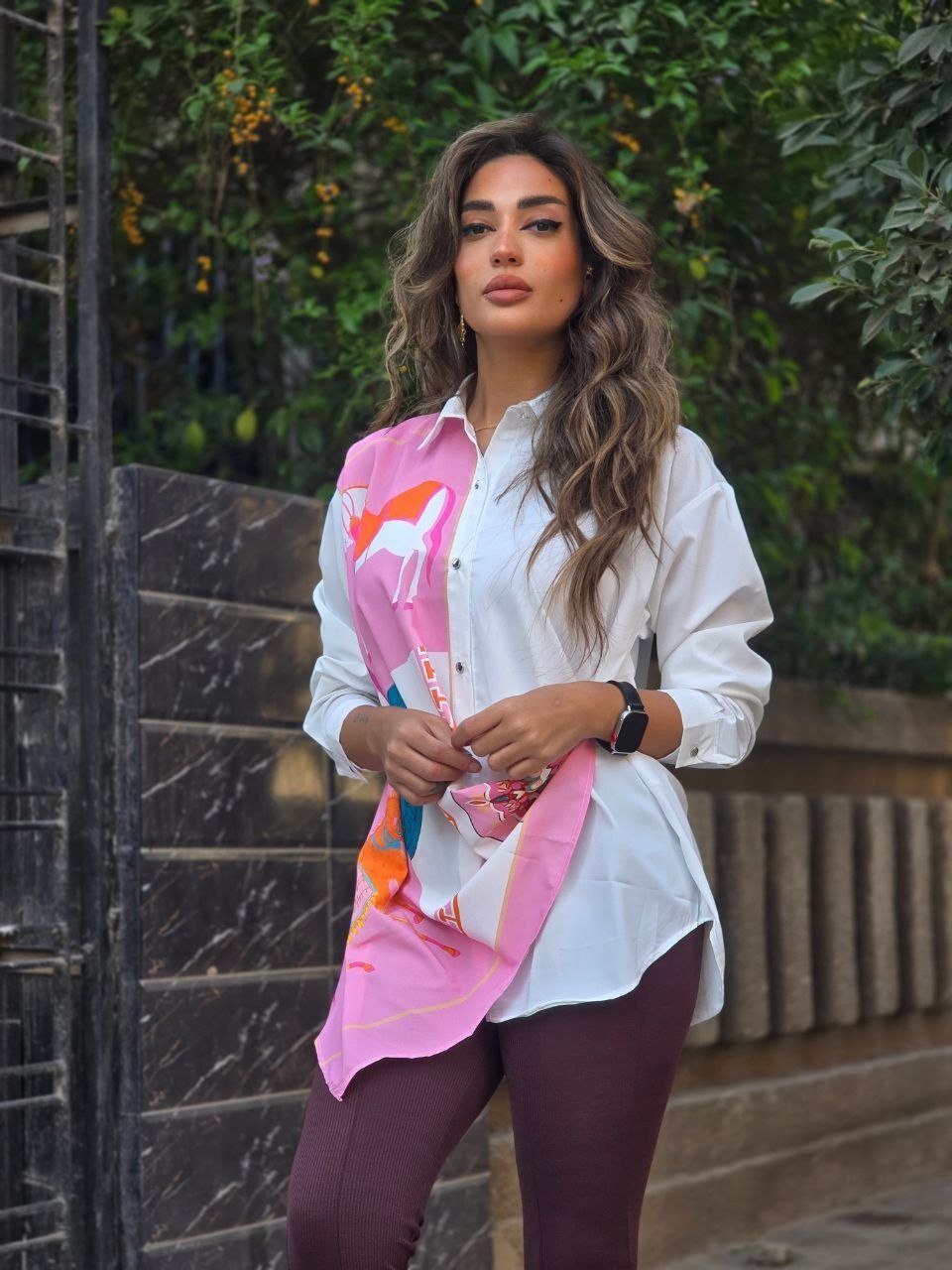 Pink Versace design satin shirt - Image 3