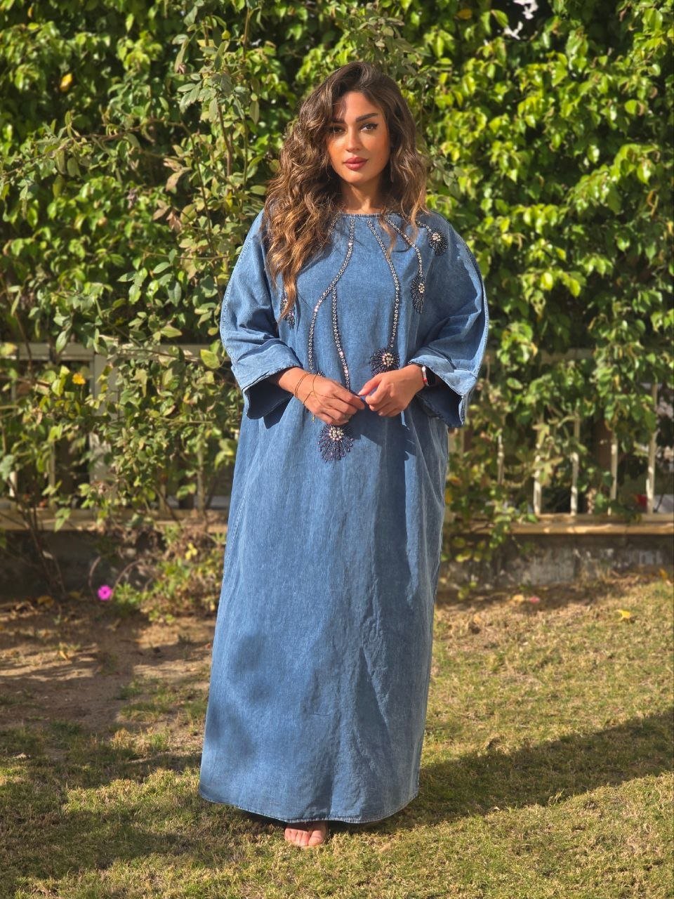 Denim dress with beads  - Image 2