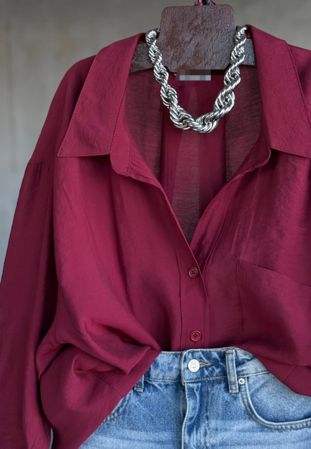 Burgundy linen shirt - Image 4