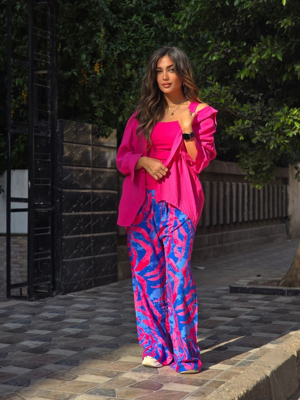 Fushia Blue Patterned Pants - Image 2