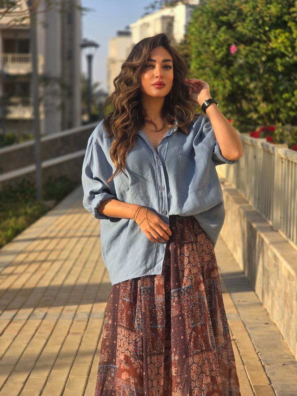 Brown boho zigzag skirt - Image 2