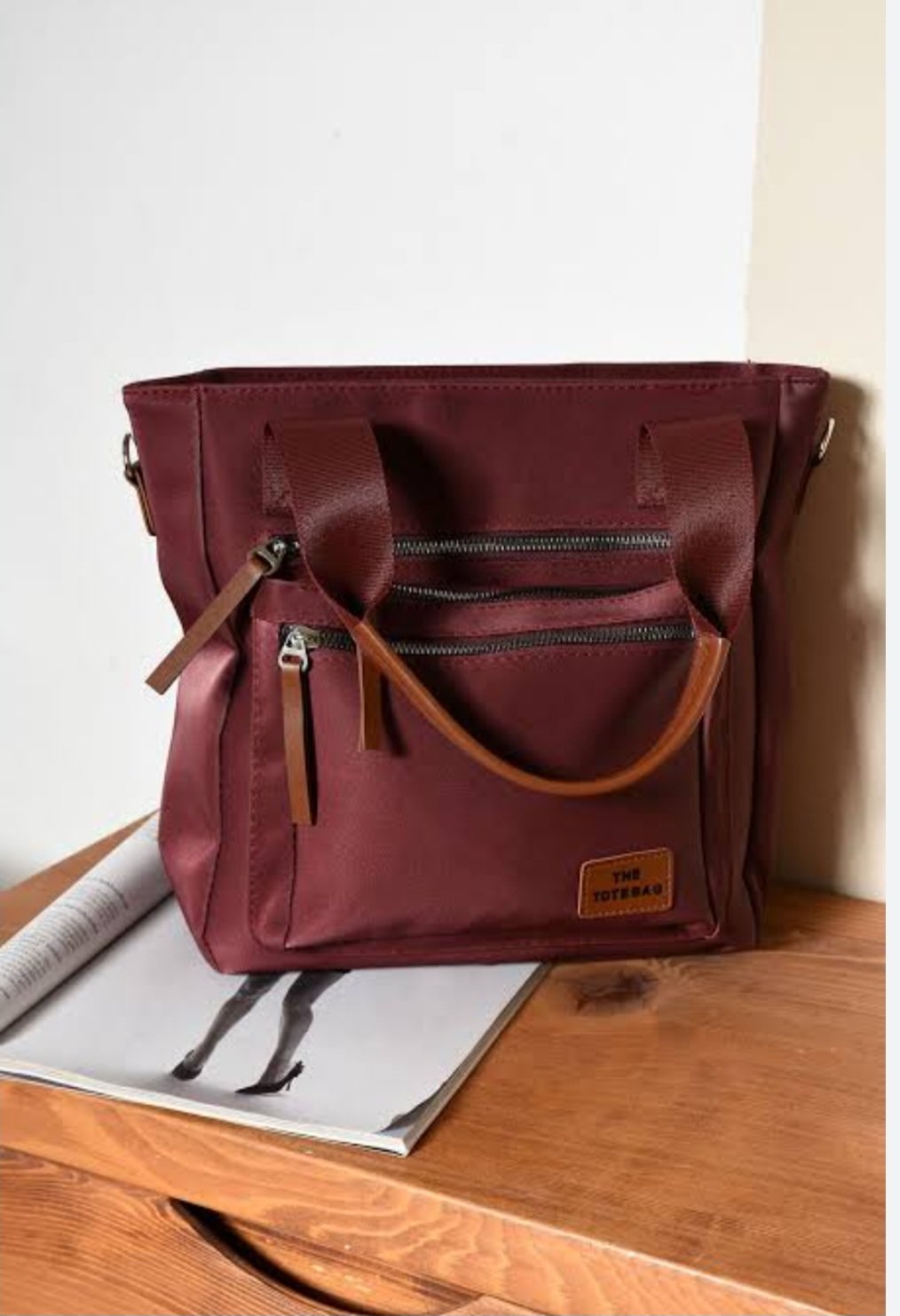 Burgundy Tote Bag - Image 1