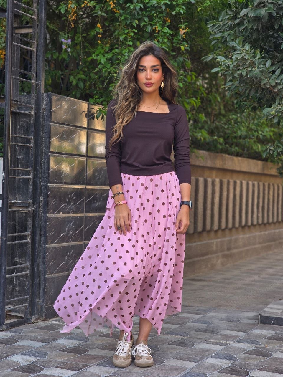 Pink polka dot skirt - صورة 1