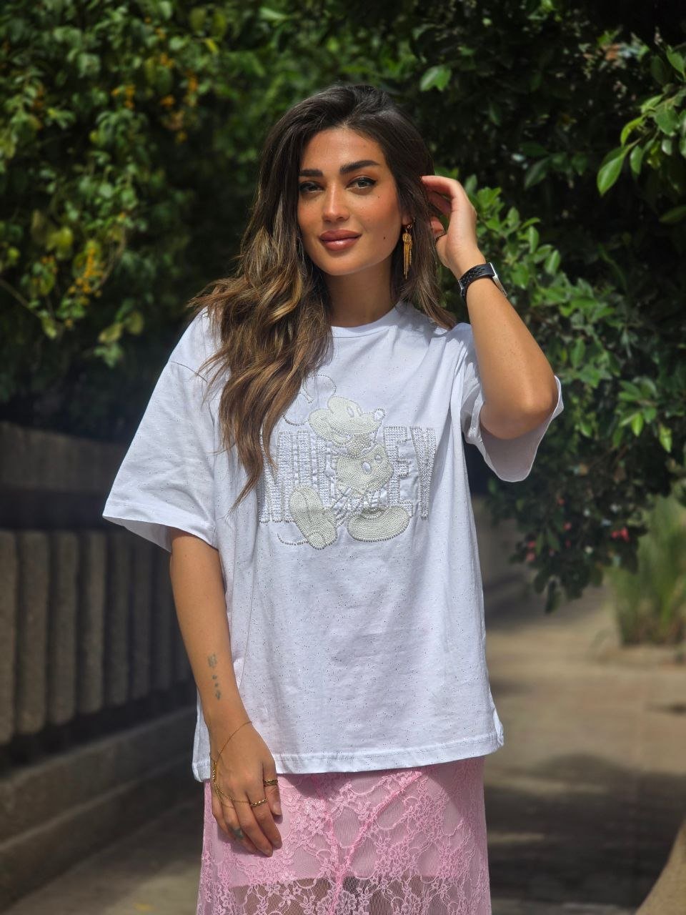 White Mickey shimmery tshirt - Image 3