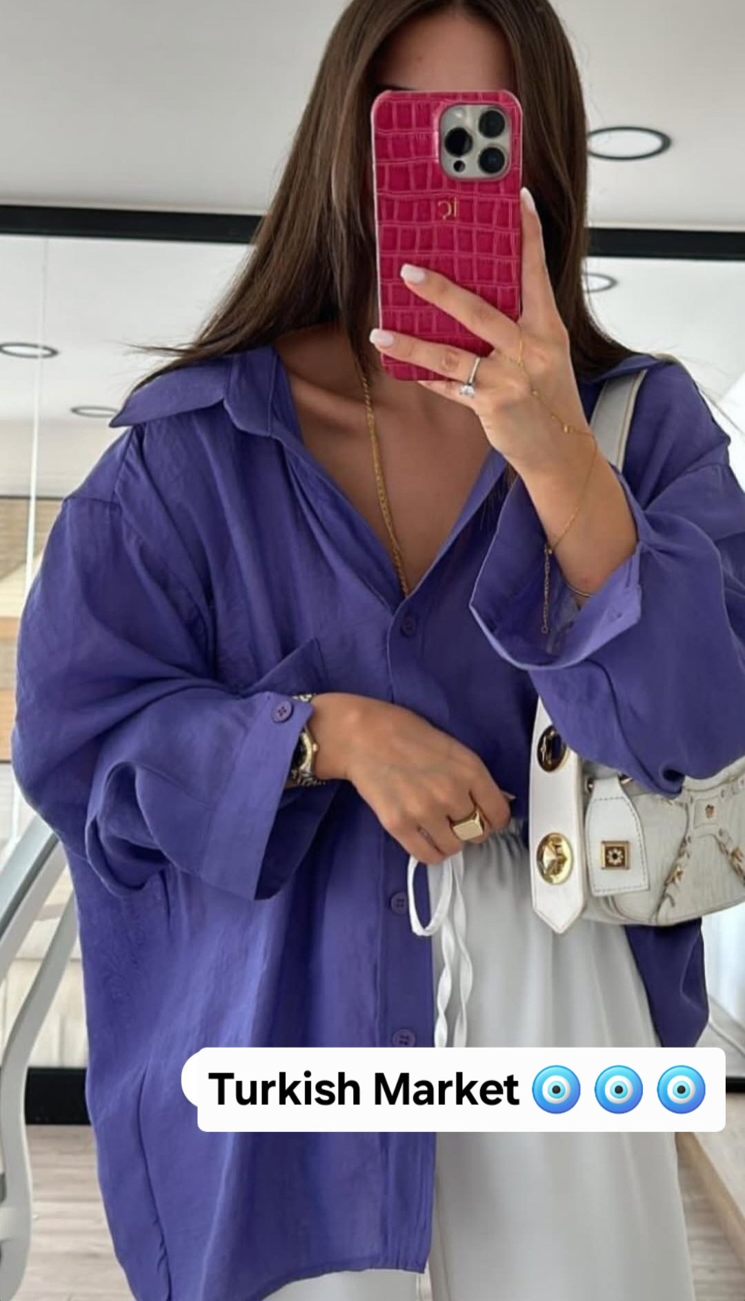 Purple oversize linen shirt - Image 7