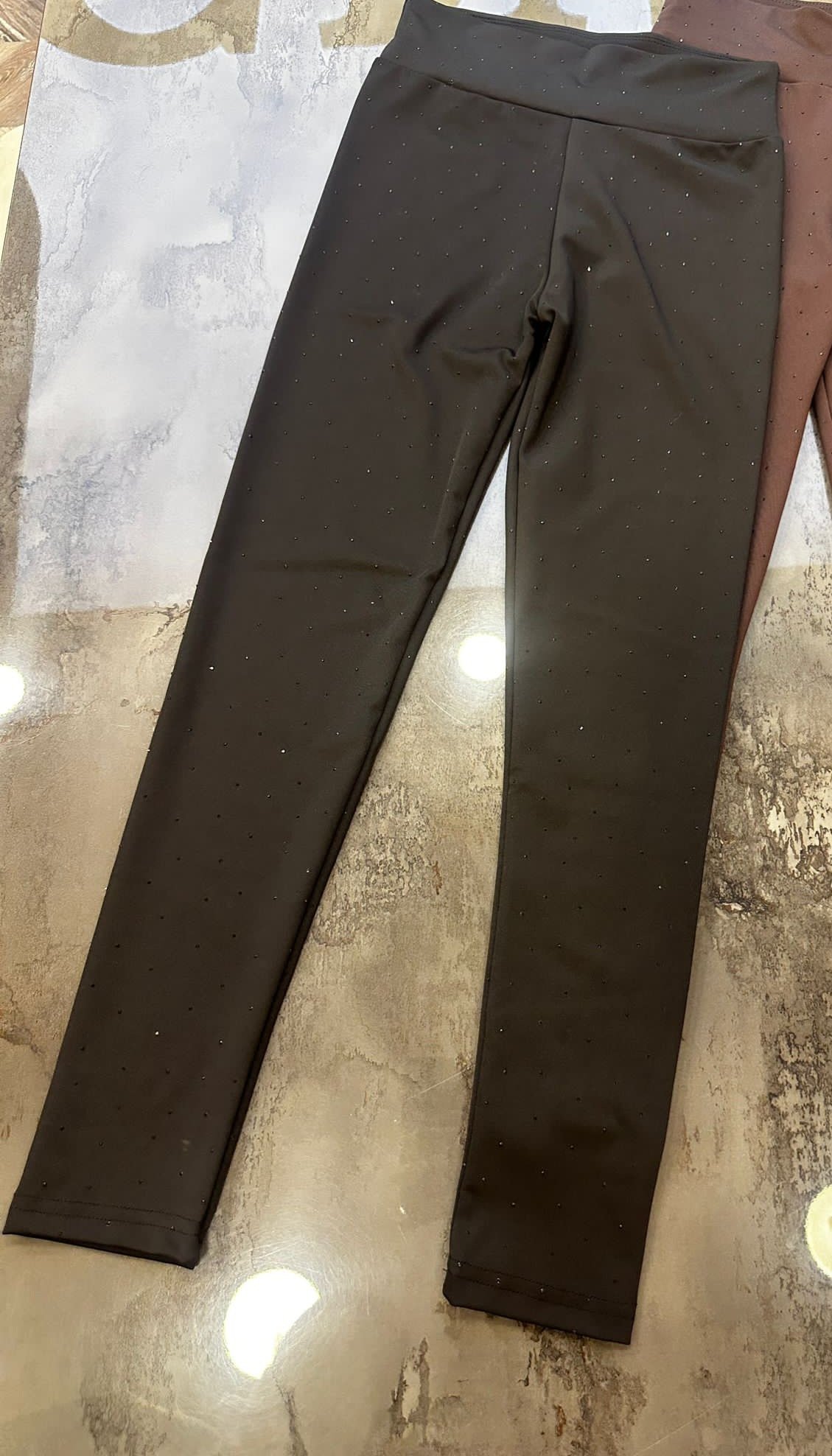 Black shaper pants with rhinestones  - صورة 2