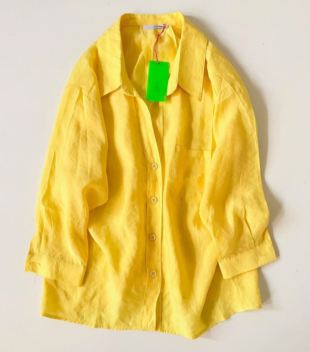 Dark yellow oversize linen shirt - صورة 2