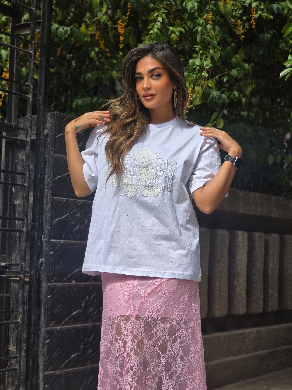 White Mickey shimmery tshirt - صورة 2
