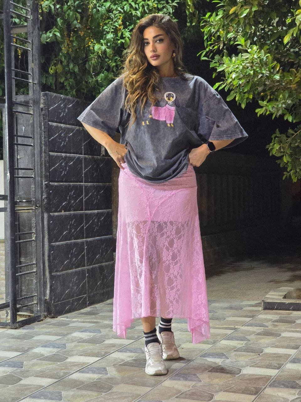 Pink lace skirt  - صورة 3