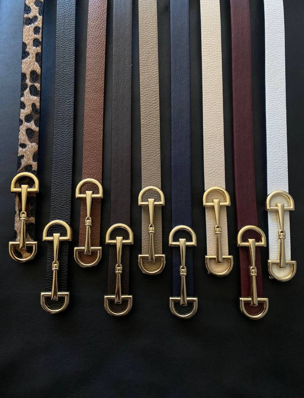 Black Belt with Gold Toned Buckles - صورة 1