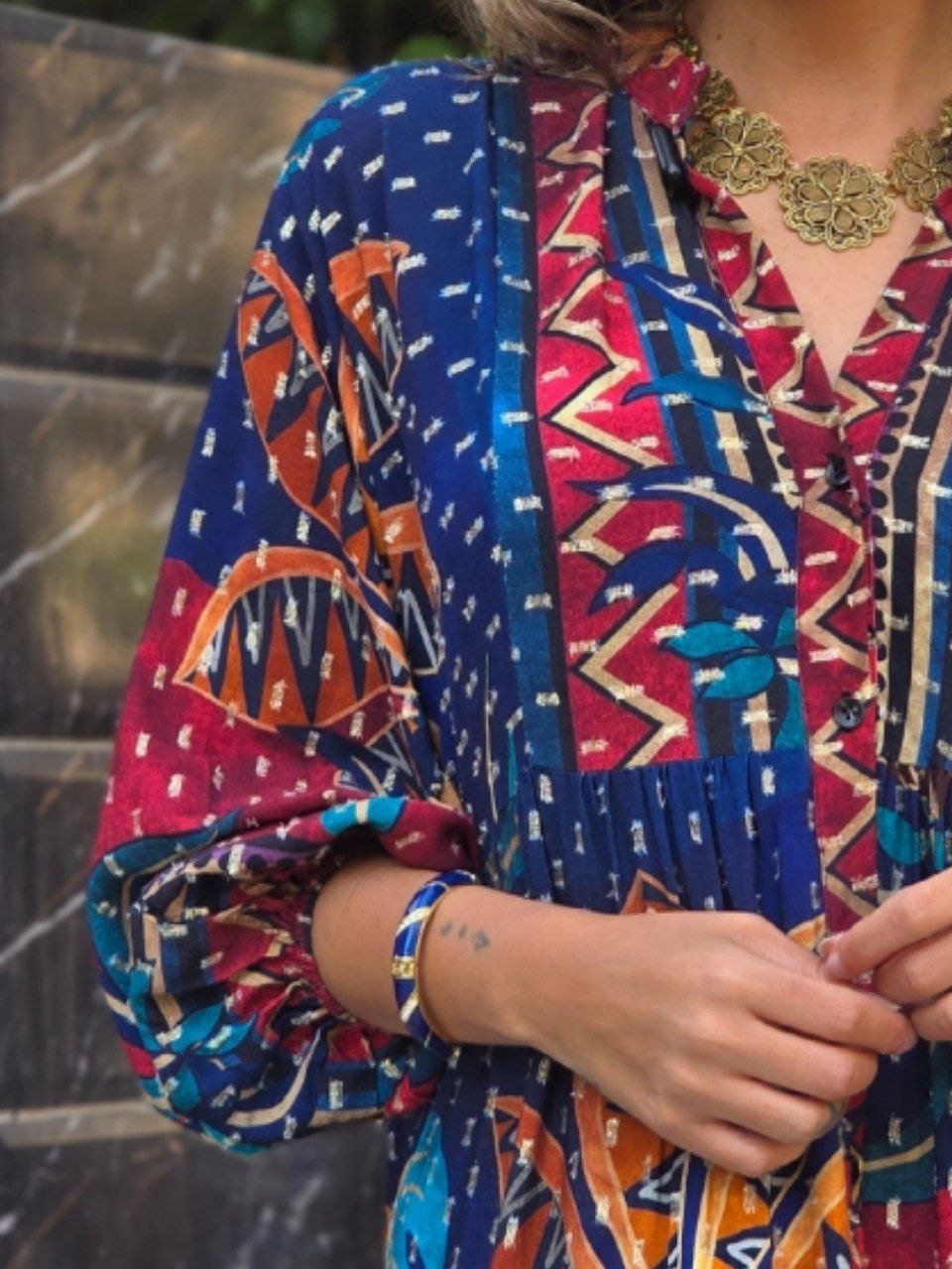 Blue boho dress - صورة 3