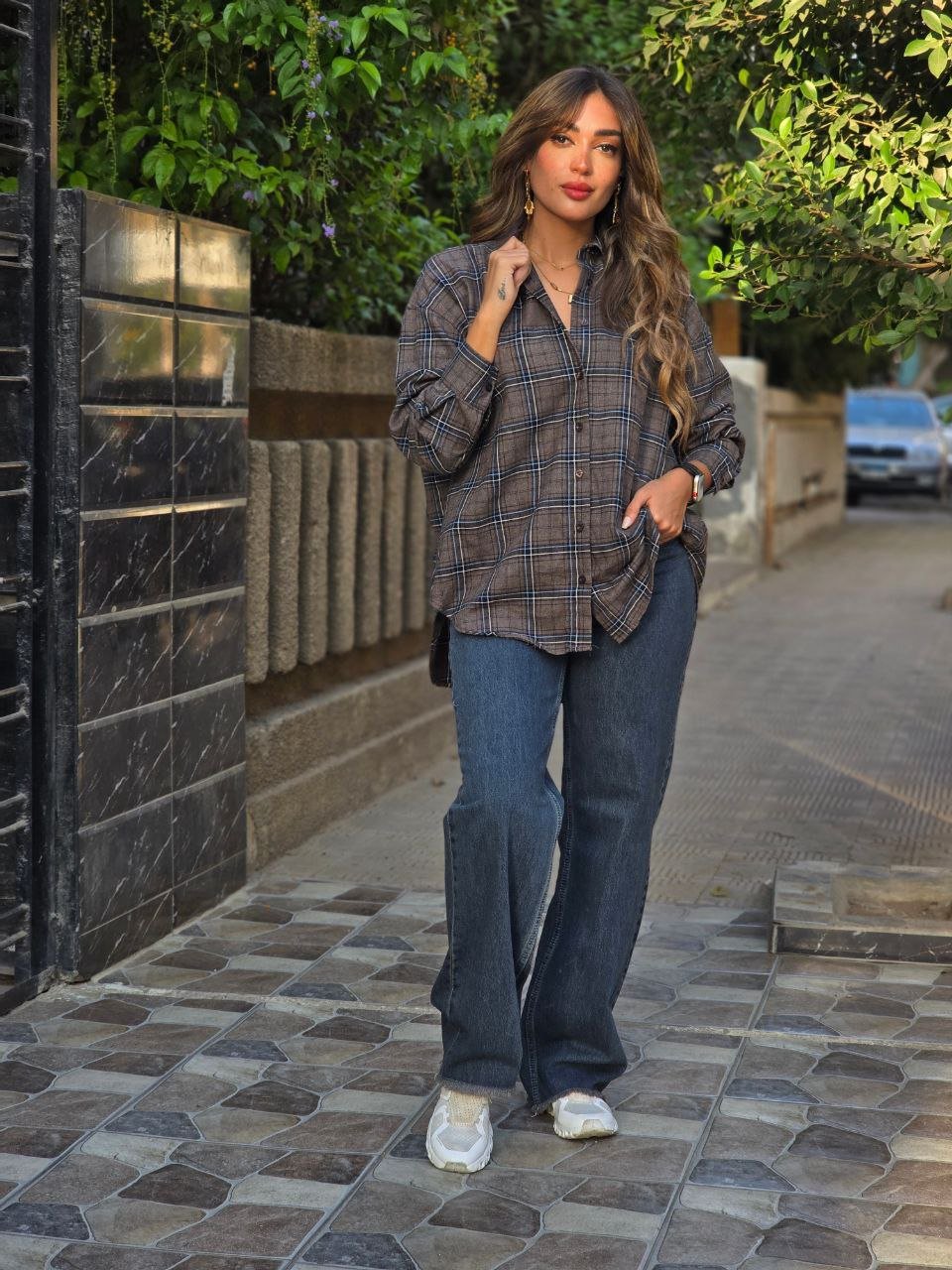Brown Plaid Flannel Chemise  - Image 3