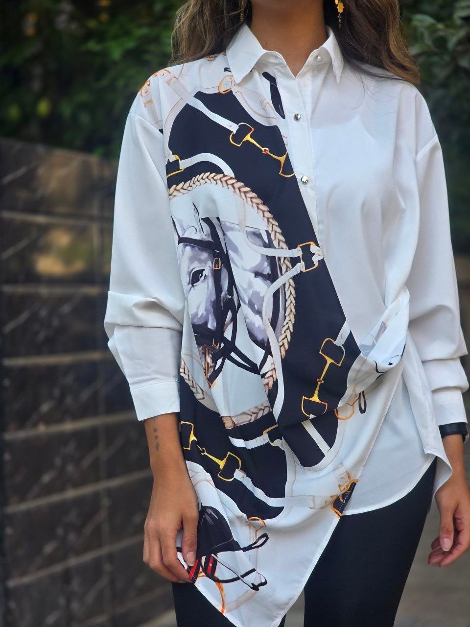 Black Versace design satin shirt - Image 2