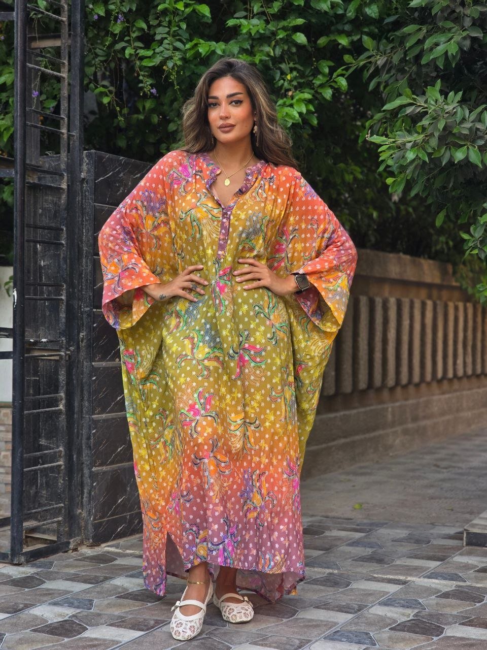 Lime multicolour tunic dress - صورة 2