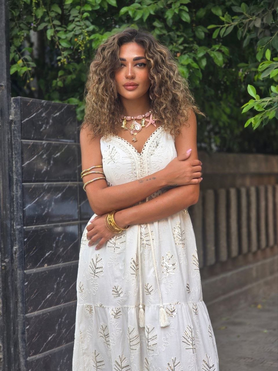 Créme embroidered dress  - Image 5