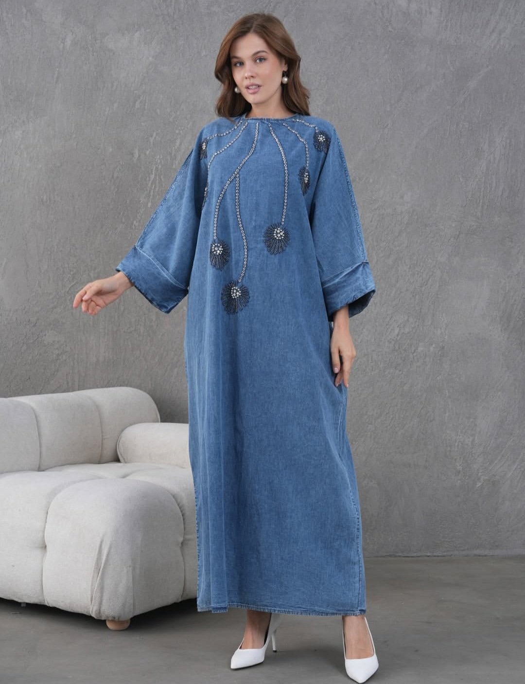 Denim dress with beads  - Image 3