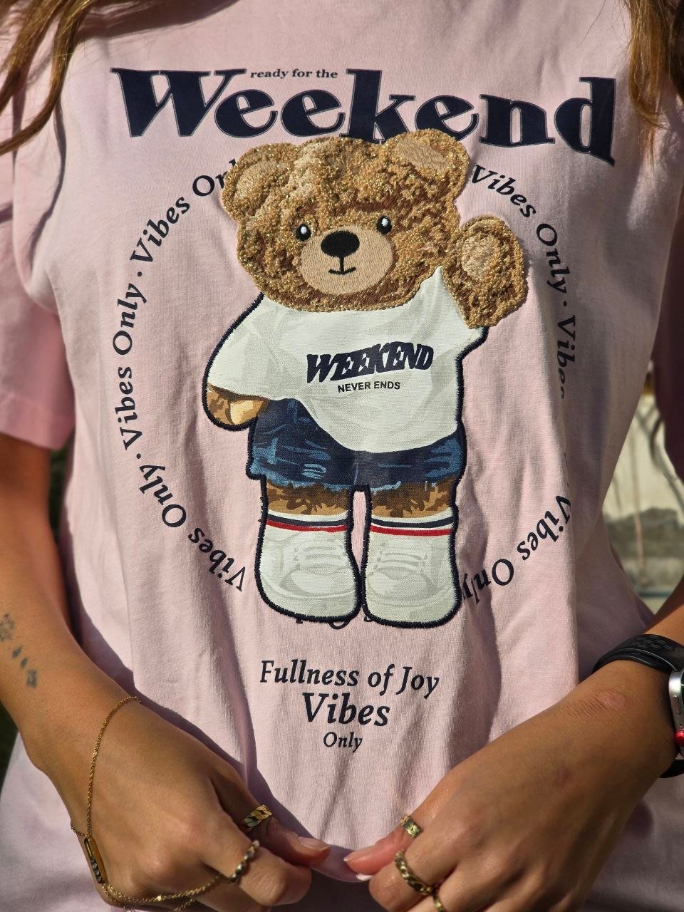 Pink teddy tshirt - Image 1
