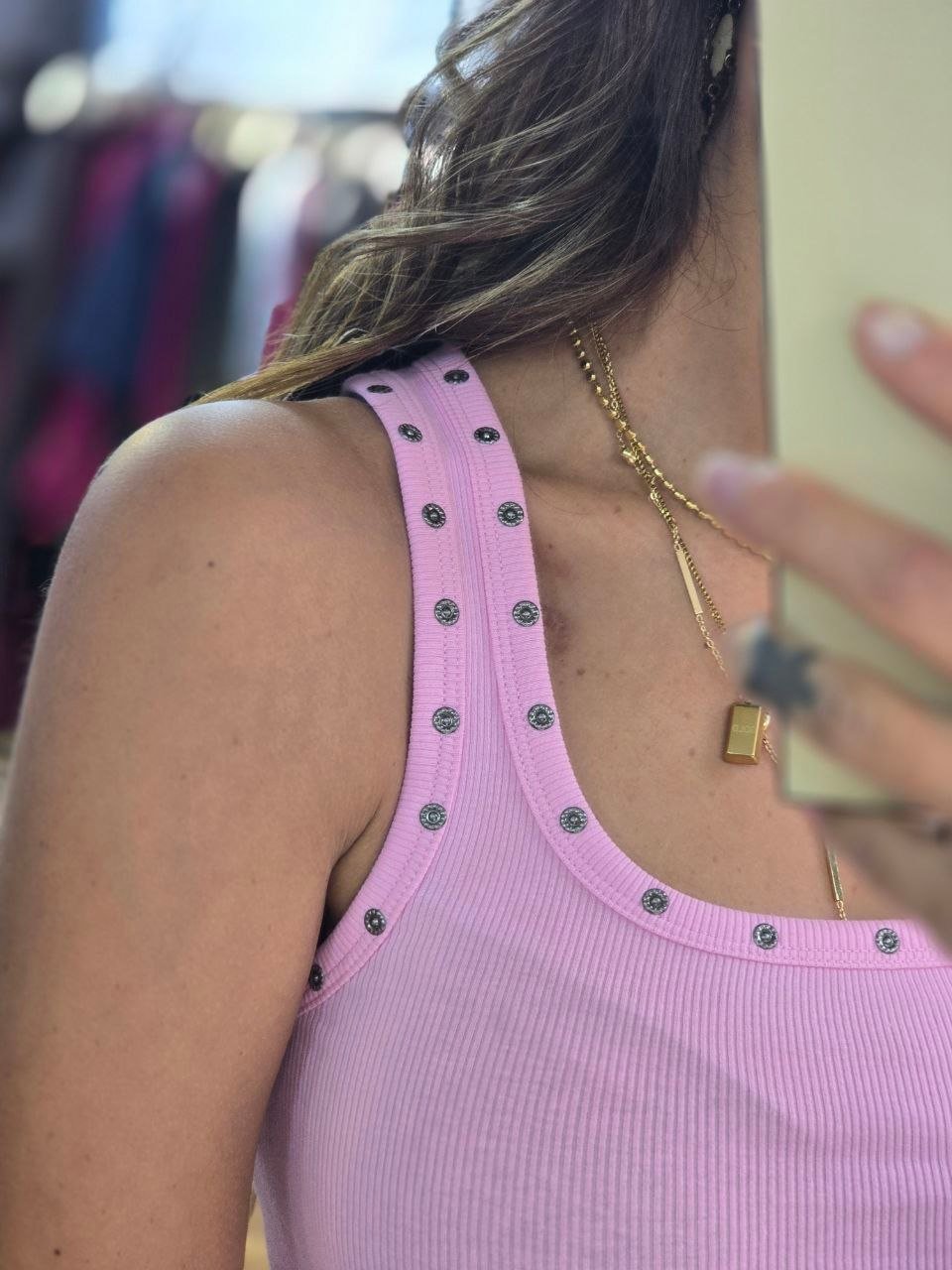 Pink Squared tank top - صورة 3